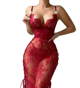 Lingerie Sexy <span class=keywords><strong>Taglie</strong></span> <span class=keywords><strong>Forti</strong></span> in Pizzo Trasparente Abito Lungo Aderente Seducente Camicia <span class=keywords><strong>da</strong></span> <span class=keywords><strong>Notte</strong></span> - Product Image 5