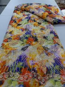 Grosir dari kain jala bordir ikat celup Eropa dan Amerika dengan payet dan manik-manik untuk pakaian upacara - Product Image 2