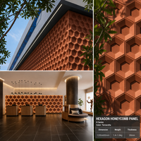 Panneau mural hexagonal 3D en nid d'abeille, pierre artificielle décorative, 1200x600mm, revêtement en terre cuite pour façade extérieure et intérieur