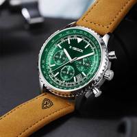 Montre de sport de luxe pour homme 2026 en cuir, chronographe à quartz étanche avec date lumineuse, cadran pour homme