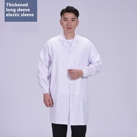 Blouse de laboratoire unisexe blanche à manches longues en tissu épais, uniformes d'hôpital OEM pour usage hospitalier