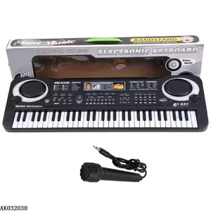 Penjualan laris mainan Piano listrik 61 tombol instrumen musik anak dengan mikrofon dan mainan Keyboard jalur pengisi daya USB untuk anak-anak
