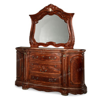 Meubles de chambre à coucher classiques haut de gamme, style américain, lit de traîneau sculpté à la main, taille Queen/King, ensemble complet en bois