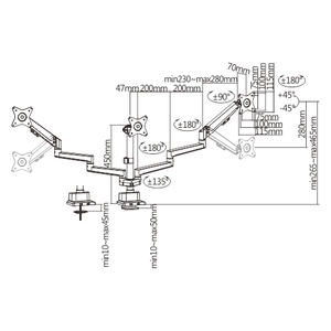 Support triple moniteur LDT62-C036P avec <span class=keywords><strong>bras</strong></span> à ressort à gaz fin, support de bureau réglable robuste <span class=keywords><strong>pour</strong></span> <span class=keywords><strong>PC</strong></span> LED <span class=keywords><strong>3</strong></span> écrans - Product Image 6