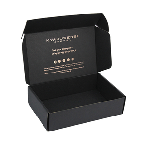 Custom Gold Foil Stamping Black Corrugated Mailer <b>Boxes</b> Luxury Matte Black Custom Logo Shipping Mailer Box For Apparel Packaging - Product Image 1
