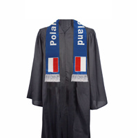 Vente en gros de produits d'encouragement personnalisés pour les fans de football, écharpes à pompons avec drapeau national, châle, écharpe avec drapeau de Pologne