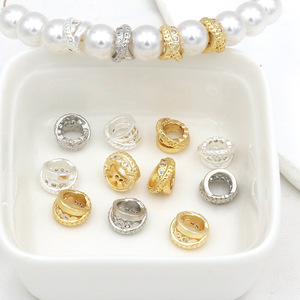 18k Gold Color Preserving Spacer <b>Beads</b> With Zircon <b>Large</b> Hole Diy Jewelry Accessories For Necklace Bracelet Making - Product Image 1