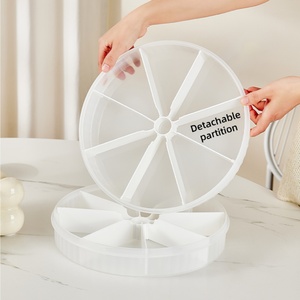 Creative Divided Serving Platters Rotating Vegetable Tray with 8 Compartments <b>Plastic</b> Snack Serving Bin with Lids - Product Image 3