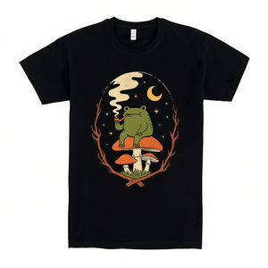เสื้อยืดลายกบเห็ดพระจันทร์สีดำ ไซส์ M สำหรับผู้ใหญ่ ทุกเพศ - Product Image 2
