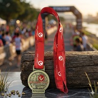 Medaglie Personalizzate in Lega di Zinco con Logo Personalizzato, Piccolo MOQ per Premi di Beneficenza, Triathlon e Sport con Nastro Stampato