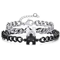 Ensemble de bijoux pour femmes en acier inoxydable classique, collier et bracelet assortis, puzzle en forme de cœur, ensemble de bijoux pour amoureux, je t'aime, cadeau de mariage