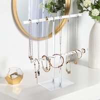 FF2409 acrylique 2 niveaux T-Bar support de boucle d'oreille bijoux affichage photographie accessoires Transparent Bracelet collier présentoir