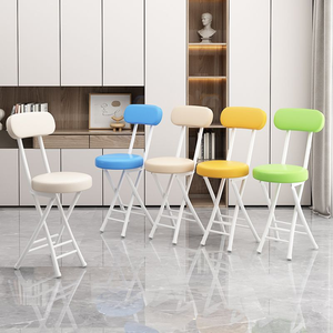 Folding chair Home-style chair with soft backrest simple desk and chair set dormitory folding <b>stool</b> balcony small <b>stool</b> - Product Image 1