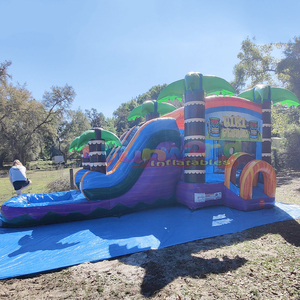 Commercial kids outdoor backyard jumping castle tiki plunge combo slide bounce <b>house</b> <b>inflatable</b> water - Product Image 2