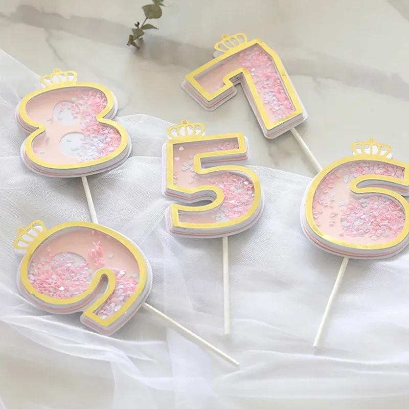 Pailletten Digitale Kaars Verjaardag Nummer Cake Kaars 0- 9 Cake Topper Baby Feestartikelen Decoratie