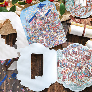 2 autocollants + 1 carte <span class=keywords><strong>de</strong></span> scène/paquet <span class=keywords><strong>de</strong></span> papier Traces <span class=keywords><strong>de</strong></span> lumière Série Paysages Autocollants Matériaux originaux DIY Carnets - Product Image 3