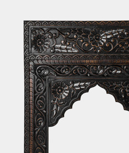 Handcrafted Traditional Antique Black Mango <b>Wood</b> Non-Foldable Non-Inflatable Bedroom <b>Wall</b> <b>Mirror</b> - Product Image 6