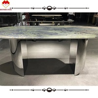 Table de salle à manger de luxe en pierre verte marbre bleu granit ovale plateau en marbre en option ensemble 6 chaises