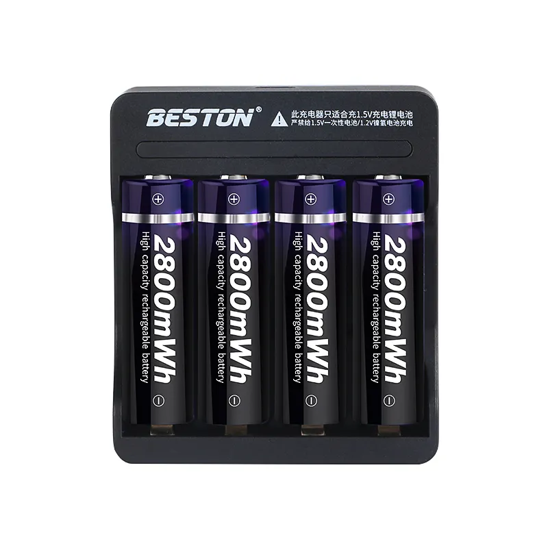 BESTON High Quality 4 Slot 1.5 LI-ion Lithium Battery Smart Charger Plus 1.5V LI-ion Lithium Battery Kits