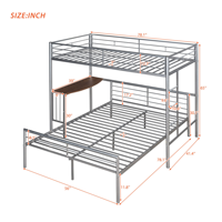 Lit superposé moderne en métal avec bureau, échelle et lattes de qualité pour la chambre à coucher