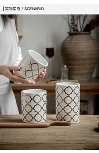 Grand <span class=keywords><strong>pot</strong></span> de <span class=keywords><strong>cache</strong></span> de rangement en céramique blanche, réservoir de stockage en céramique pour ustensiles de cuisine, <span class=keywords><strong>pot</strong></span> de garage pour vaisselle pour hôtel à la maison - Product Image 6