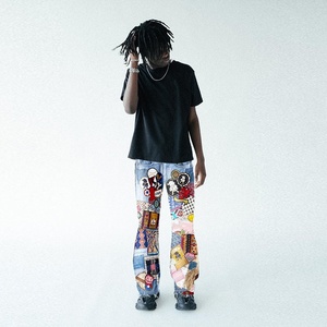 Pantalones de Hombre 2026 de Cintura Alta, Estilo Lavado, Jeans Anchos Extra Grandes con Estampado de Animales de Dibujos Animados, Inspirados en el Estilo Urbano, Hip-Hop y Música Rock - Product Image 5