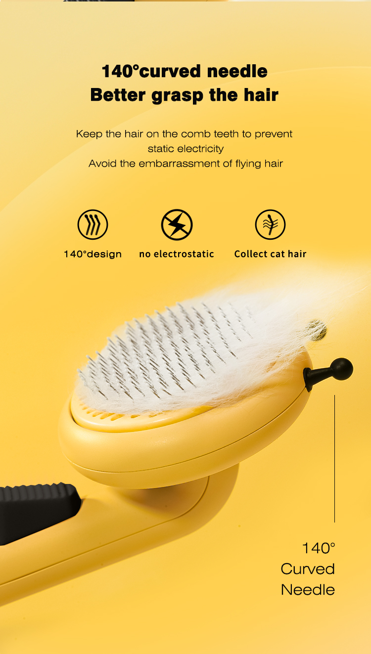 Yellow ABS Honey Bee Pet Grooming Brush Hair Cat Cleaning Comb