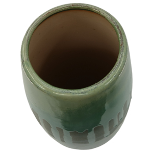 Vaso Alto in Ceramica con Smalto a Goccia Verde, Arredamento Contemporaneo per Soggiorno, Camera da Letto, Ufficio, Scrivania - Product Image 4