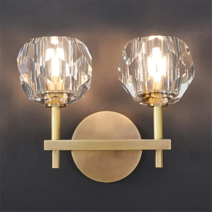 Modern indoor home led gold wall lights bedroom vanity bathroom stairs sconces corner brass two wall lamp