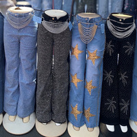 Jean en denim décontracté pour femme, coupe ample, jambe large, taille mi-haute, longueur intégrale, vente en gros, styles variés, référence uniquement