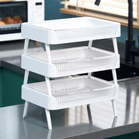 Plateau pliant blanc pour la cuisine, 5 pièces, ustensile de cuisine en plastique blanc pour conserver les aliments, repliable
