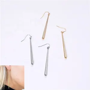 Fashion Young Ladies Stainless Steel Long Bar Minimalist Hypoallergenic Earrings