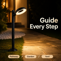 Lampe de jardin LED contemporaine à anneau unique, 12W, lumière chaude, compatible basse tension, base ronde, tube en aluminium