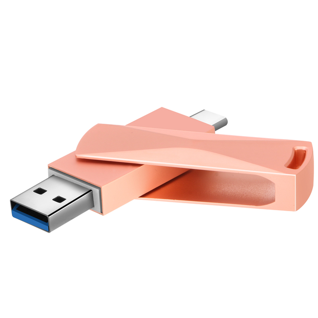 High Speed Lightweight Alloy 2 in 1 OTG Dual Interface USB Type C Flash Drive for Phone Laptop Swivel Portable Pendrive