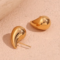 Nouvelles boucles d'oreilles pendantes en forme de goutte d'eau creuses pour femmes, plaquées or, en acier inoxydable