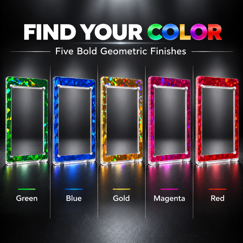 35PT One Touch Magnetic Card Holder, Holographic Glitter Border ...
