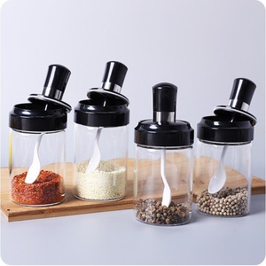 Couvercle de cuillère intégré bouteille d'assaisonnement étanche à l'humidité ménage cuisine herbes et épices outils verre assaisonnement boîte et pot - Product Image 4