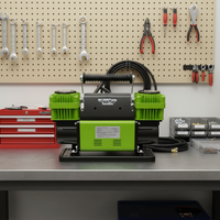 Compresseur d'air industriel en métal, gonfleur de pneus, moniteur de pression des pneus, double cylindre, 12V DC, gonflage rapide, arrêt automatique