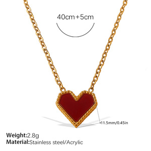 Collar de Acero de Titanio con Corazón Acrílico Rojo Chapado en Oro de 18K para Mujer, Joyería Minimalista con Corazón para la Clavícula - Product Image 5