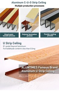 Sistema di Controsoffitto alla Moda a Forma di U, in Alluminio con Impiallacciatura Effetto Legno, per Decorazione Cucina - Product Image 2