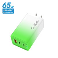 Adaptador de Corriente de Carga Rápida de 65W PD3.0 QC3.0 con Puerto Tipo-C, Anti-Incendios, Ecológico para PC, Teléfonos, Laptops y Auriculares, Color Caramelo