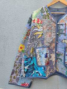 Veste matelassée en coton faite à la main, patchwork, manches longues, motif floral, fermeture à ceinture, douce, séchage rapide, pour femmes, vêtements d'hiver - Product Image 5