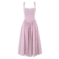 Robe midi élégante de style français, robe sexy à bretelles spaghetti, robe d'été pour la plage pour femmes