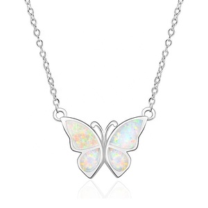 สร้อยคอผีเสื้อโอปอลเงินสเตอร์ลิง925สำหรับ<span class=keywords><strong>วัน</strong></span>วาเลนไทน์วันหยุดคริสต์มาสของขวัญ<span class=keywords><strong>วัน</strong></span>เกิด - Product Image 3