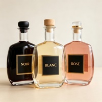 Bouteille en verre givré transparente de 750 ml, personnalisée en usine, de qualité alimentaire, vide, recyclable, avec étiquette, pour gin, tequila, whisky, liqueur