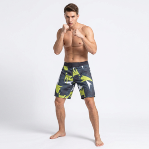 Freandy Sports Premium <b>Men</b> MMA Boxing <b>Shorts</b> Gray Green <b>Camo</b> Print Quick Dry Breathable Sublimation Spandex Polyester - Product Image 1