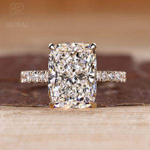 Anillo de Diamantes Cultivados en Laboratorio con Corte Radiante Certificado por IGI, Anillo de Compromiso de Plata 925 Personalizado con Diamantes Creados en Laboratorio VVS, Joyería Fina - Product Image 1