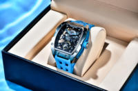 Montre de luxe pour homme PAGANI DESIGN YS018, nouvelle collection, design alien, fond transparent, mouvement automatique, verre saphir, bracelet silicone 20 mm.