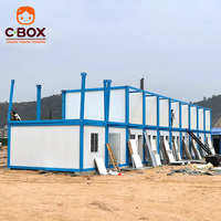 Cbox Edificio de Dormitorios de 2 Pisos, Alojamiento para Personal de Doble Planta, Casa Contenedor Modular Prefabricada Desmontable con Múltiples Habitaciones