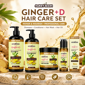 Luxus Super Ingwer + D Reines Kollagen Haarpflege-Set 4 in 1 Reparierendes Shampoo Conditioner Maske und Ätherisches Öl Set - Product Image 5